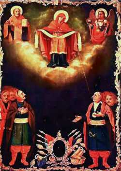 Покров Пресвятой Богородицы. Украинская икона (сер. XVIII в.) с изображением Петра Калнышевского (справа внизу)