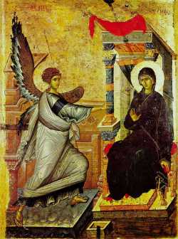 Благовещение Пресвятой Богородицы. Икона нач. XIV в. Охридский Климентовский храм