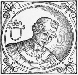 Св. Адеодат I, папа Римский. Гравюра (Sacchi P. Vitis pontificum. 1626)