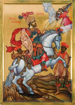 Равноап. царь Константин Великий. Греческая икона, XXI в.)