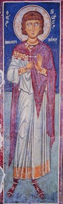Св. Георгий Махеромен. Фреска нартекса церкви Панагии Асину (Кипр). 1332/33 г.