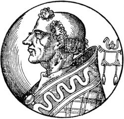 Иоанн II, папа Римский. Гравюра. 1600 г. (из кн.: Historia delle vite dei sommi pontefici. Venezia, 1607)