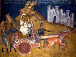 Крещение Аетия, евнуха царицы Эфиопской Кандакии, ап. Филиппом. Фреска (XIV в.), монастырь Высокие Дечаны, Сербия