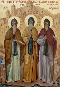 Преподобные ктиторы Тверского Саввина монастыря: Савва Вишерский, Савва и Варсонофий Тверские