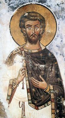 Мч. Самон Едесский. Фреска в церкви Спаса (1384-1396 гг.), Цаленджиха, Грузия