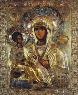 Икона Божией Матери "Троеручица". VIII век. Афон. Монастырь Хиландар