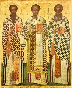 Икона трех святителей. Греция, о. Закинф. Византийский музей. XV век