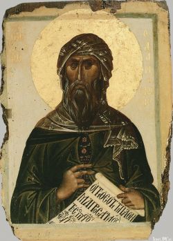 Прп. Иоанн Дамаскин. Икона. Нач. XIV в. (скит св. Анны на Афоне)