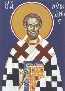 Свт. Августин Блаженный, еп. Иппонийский. Греческая икона (XXI в.)
