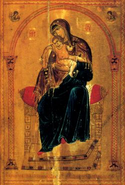 Икона Божией Матери "Милостивая" Киккская с пророками. Фрагмент (средник). Между 1080-1130 гг. Синай, монастырь Св. Екатерины