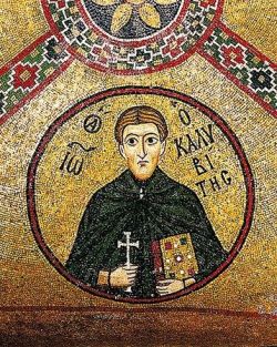 Прп. Иоанн Кущник. Мозаика (1030 - 1040-е гг.) в монастыре Осиос Лукас.