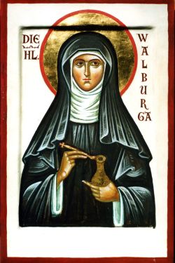 Прп. Вальбурга Хайденхаймская. Икона (автор Александр Столяров. Германия, 1990-е гг.)