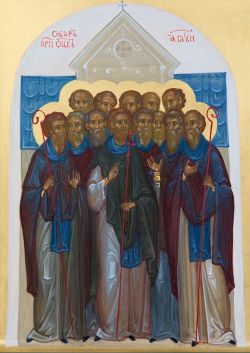 Собор преподобных отцов Агаунских (Сен-Морис). Фрагмент иконы (ок. 2013-2025). Храм Воскресения Христова РПЦЗ, Цюрих