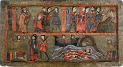 Сщмч. Климент, еп. Римский, в житии. Икона на передней стороне престола из церкви св. Климента в селении Тауль (1123 г.). Нац. музей искусства Каталонии, Барселона, Испания.