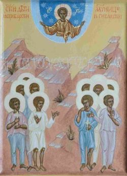 Икона святых детей-мучеников Ястребарских и Сисакских. Написана в троице-Сергеивой Лавре, 2025 г.