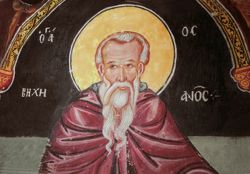 Прп. Вихиан. Фреска (1813 г.) церкви св. Созомена в селении Галата, Кипр