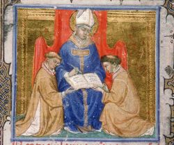 Свт. Иларий Апелатский. Буквица из рукописи (XIV в.)