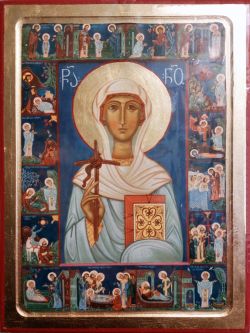 Равноап. Нина Грузинская  с житием. Грузинская икона (нач. XXi в.)