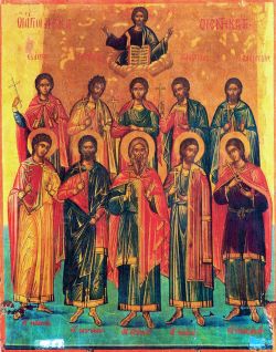 Десять мучеников Критских. Греческая икона (1-я пол. XVII в. 49,5×39). Собрание монастыря святой Екатерины на Синае.