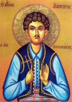 Мч. Лампр Самофракийский. Греческая икона (XX в.)