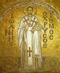 Свт. Иоанн Златоуст. Мозаика Х в., Софийский собор, Константинополь.