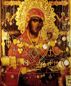 Прав. Анна с Младенцем Марией. Икона. Большой скит св. Анны, Афон