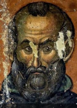 Прп. Иоаким Осоговский. Фреска церкви св. Николая Чудотворца в монастыре Псача, Македония. 1365 - 1377 гг. (фрагмент)