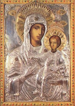 Икона Божией Матери «Продромитисса». 3-я четв. XIX в. Иконописец Йордаке Николай (скит Продром, Афон)