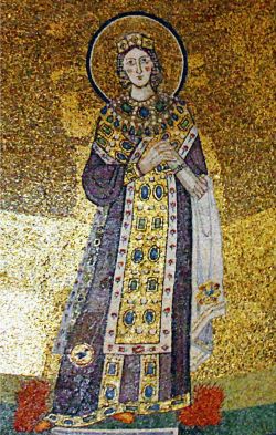 Мц. Агнесса Римская. Мозаика (VI в.) в базилике Св. Агнессы "вне стен" на Номентанской дороге, Рим